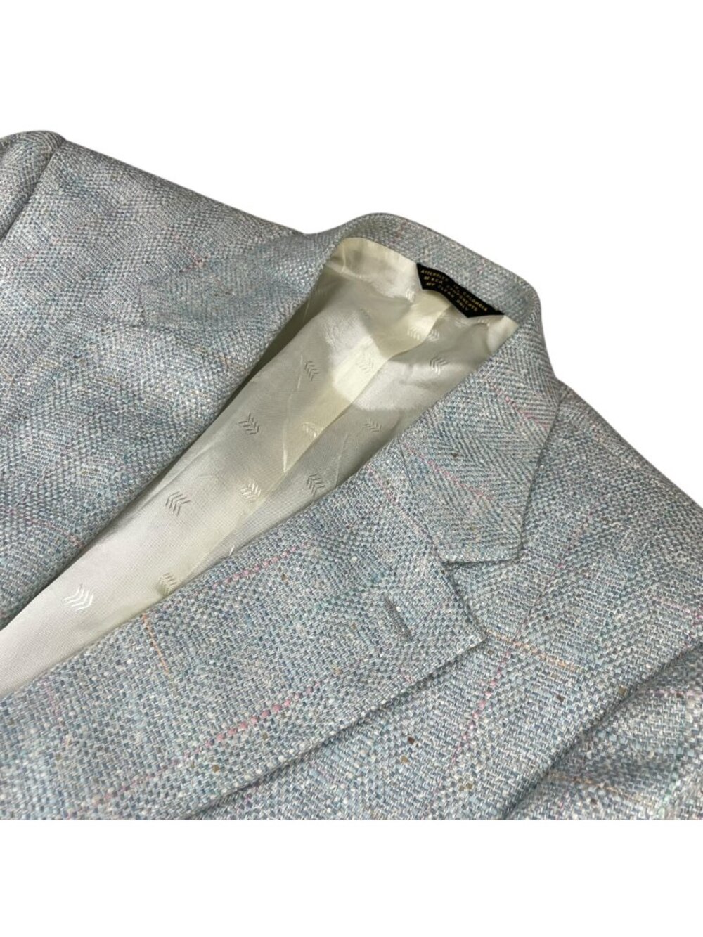 VTG Austin Manor Men’s 100% Silk 2-Button Blazer/Jacket Blue Pastel Plaid • 41L